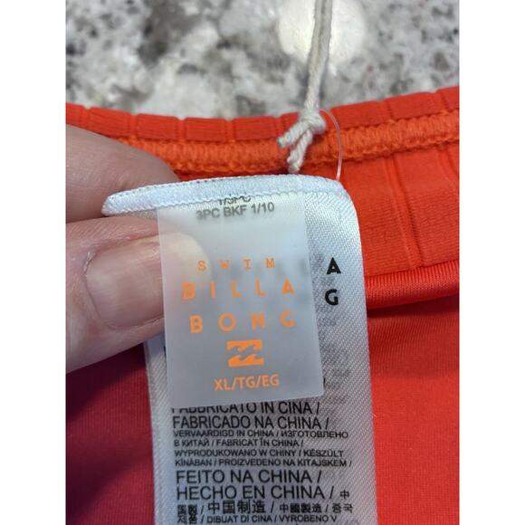 Billabong Women' Lined up Banded Hike Bikini Bottom Orange XL New With Tag - Picture 7 of 8